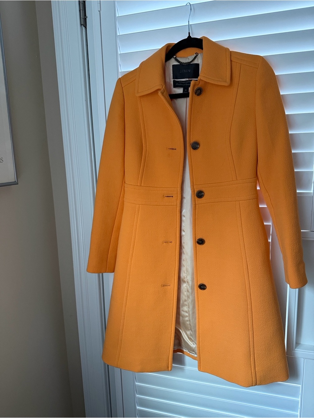 J.Crew Italian Double-Cloth Wool Lady Coat Marigold Orange Tailored Fit Size 00